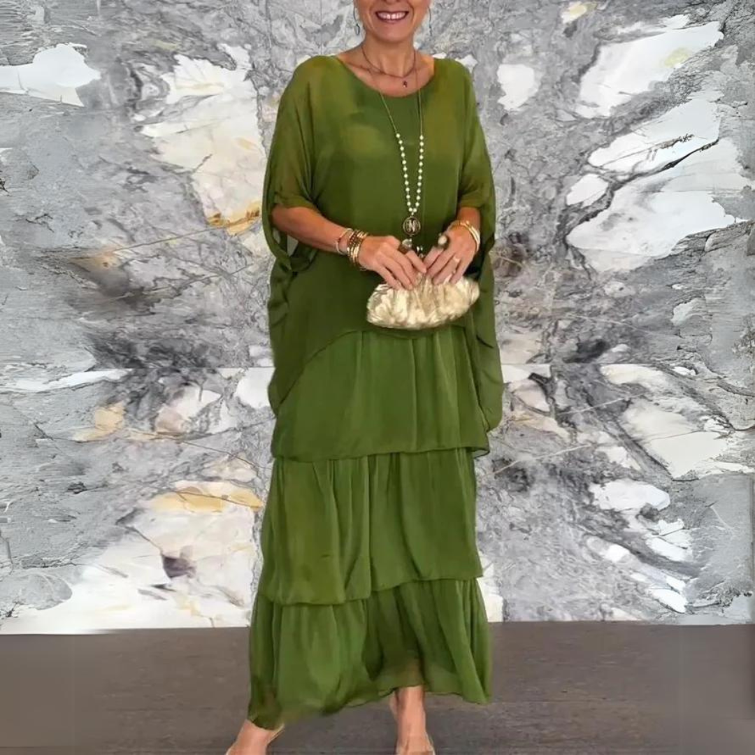 Langes, fließendes Chiffonkleid mit eleganter Passform | Ideal für Frühling und Sommer