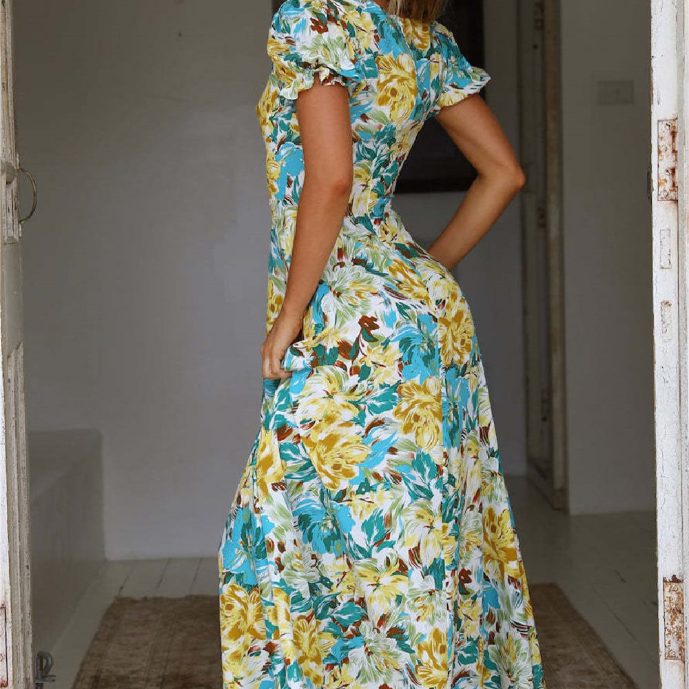 Fließendes Blumendruck A-Linien-Kleid | Ideal für Frühling und Sommer