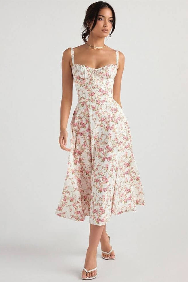Midikleid mit Korsett und Schnürung | Perfekt für Frühling & Sommer