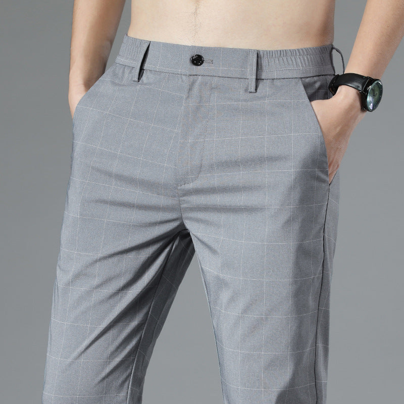 Herren-Karierte Ice-Silk-Knöchelhose – Perfekt für den Sommer
