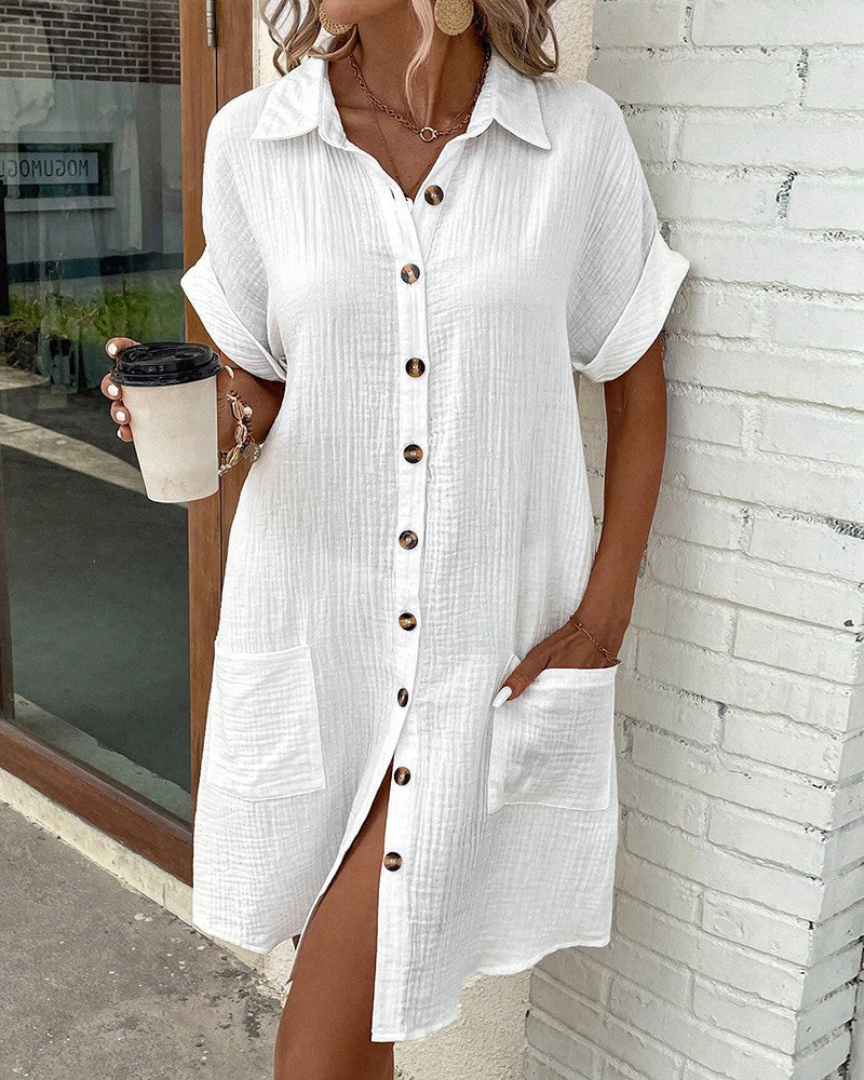 Langärmeliges Hemdkleid für Damen mit Knopfleiste | Ideal für Frühling und Herbst