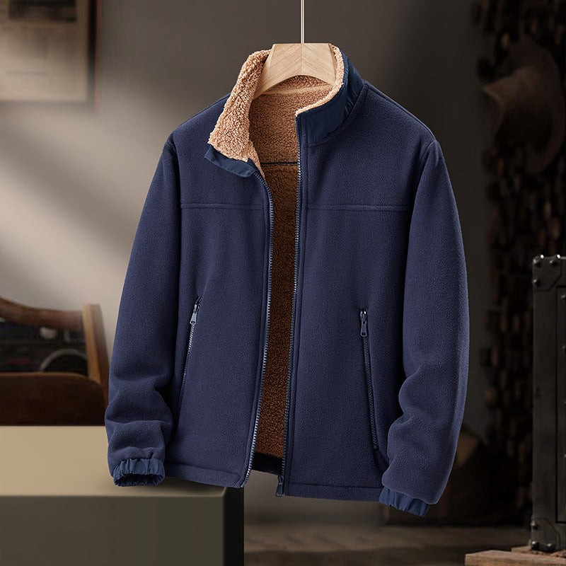 Herren-Fleecejacke mit Stehkragen und Lammwollfutter | Ideal für den Winter