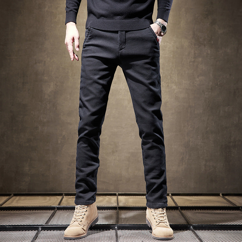 Herren Slim Fit Gerade Business-Hose Dick Ideal für Herbst und Winter