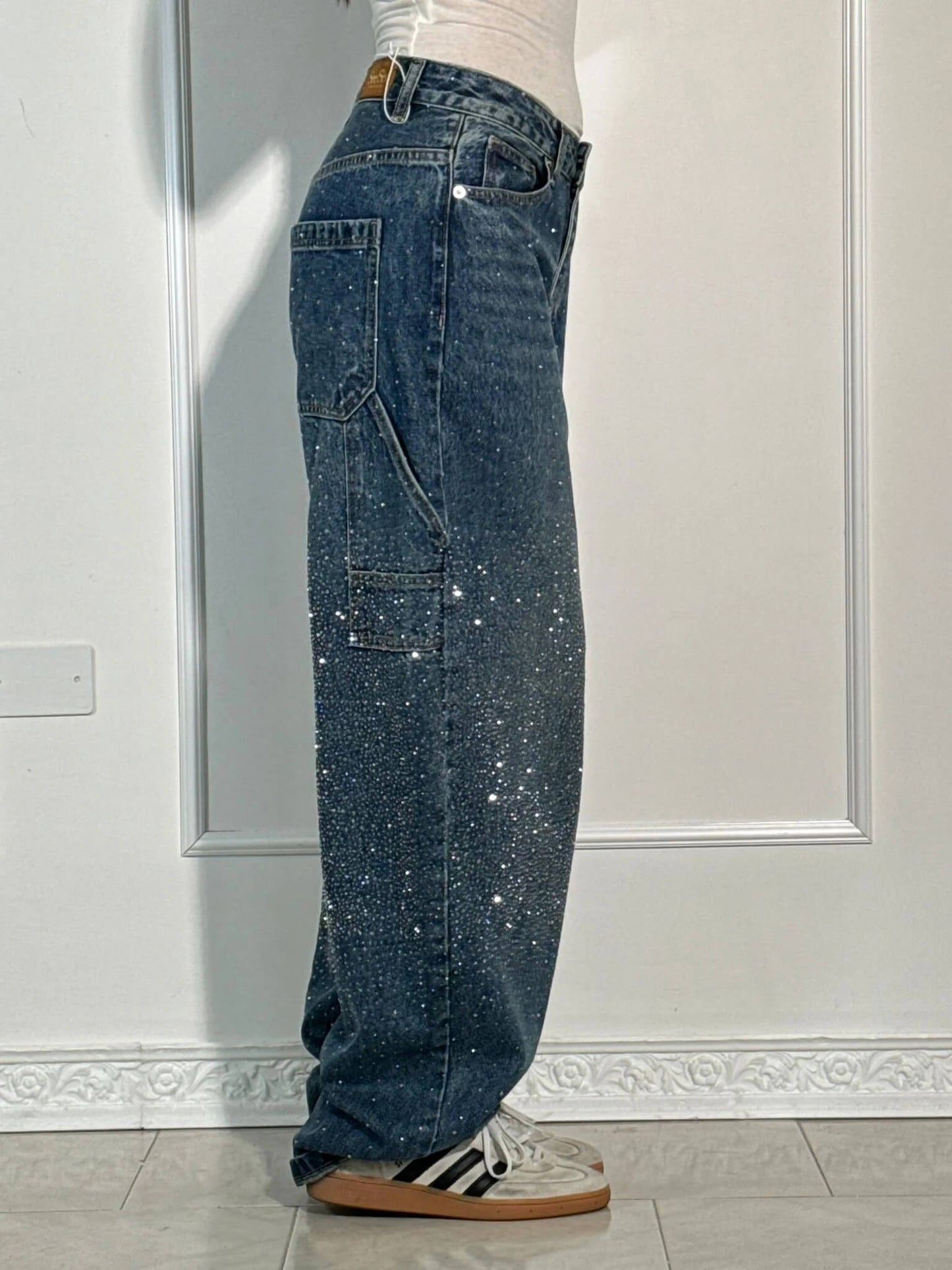 Weite Ballon-Jeans mit Strass-Details | Ideal für Frühling & Herbst