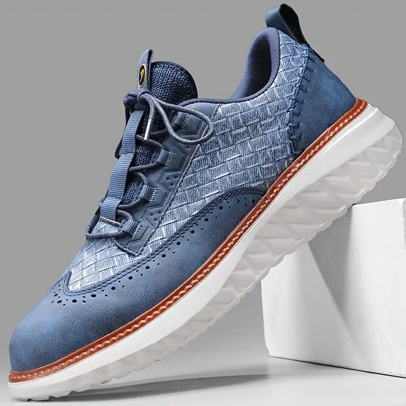 Leder-Sneaker mit Gewebtem Muster, Gepolstertem Fußbett – Ideal für Frühling und Herbst