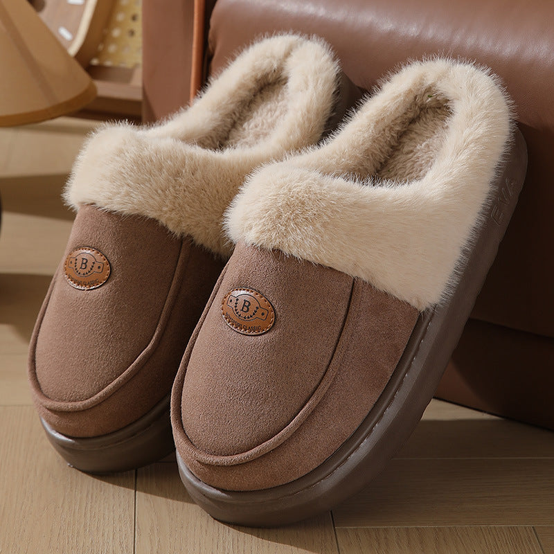 Herren Winter Hausschuhe aus Plüsch, Warme Wildleder Pantoffeln, Rutschfeste Indoor Hausschuhe mit Weicher Sohle - Ideal für Winter