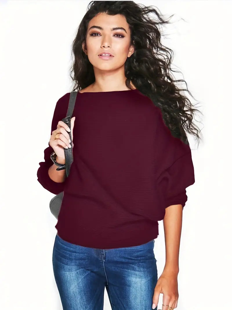 Strickpullover mit Fledermausärmeln aus weichem Garn | Ideal für Herbst und Winter