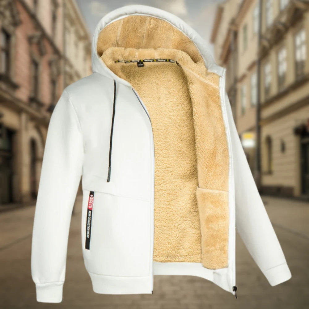 Herren-Kapuzenjacke mit warmem Fleecefutter, Reißverschluss und mehreren Taschen | Ideal für Übergangswetter