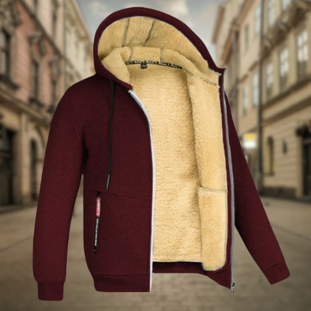 Herren-Kapuzenjacke mit warmem Fleecefutter, Reißverschluss und mehreren Taschen | Ideal für Übergangswetter