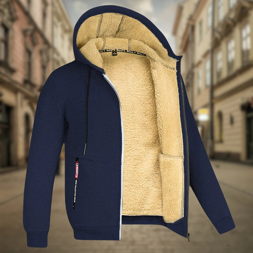 Herren-Kapuzenjacke mit warmem Fleecefutter, Reißverschluss und mehreren Taschen | Ideal für Übergangswetter