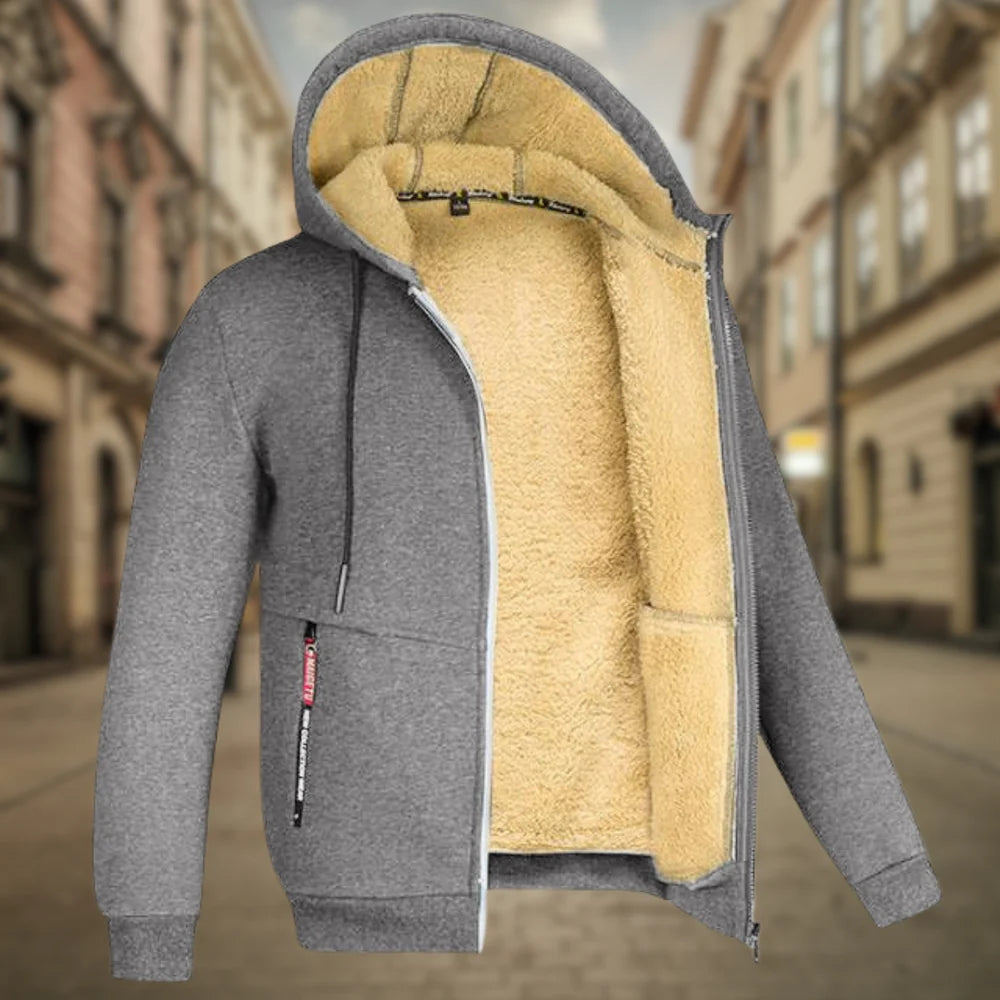 Herren-Kapuzenjacke mit warmem Fleecefutter, Reißverschluss und mehreren Taschen | Ideal für Übergangswetter