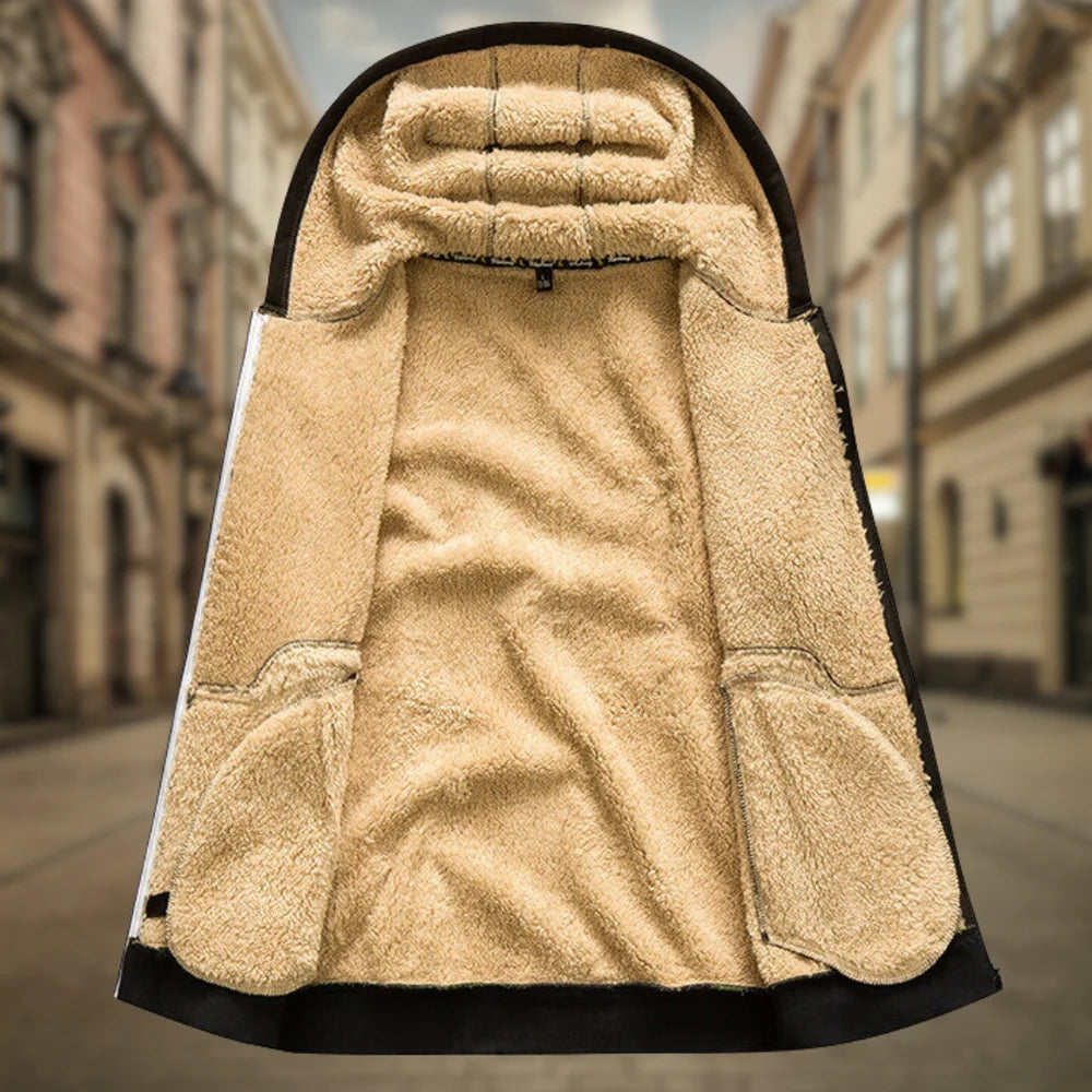 Herren-Kapuzenjacke mit warmem Fleecefutter, Reißverschluss und mehreren Taschen | Ideal für Übergangswetter