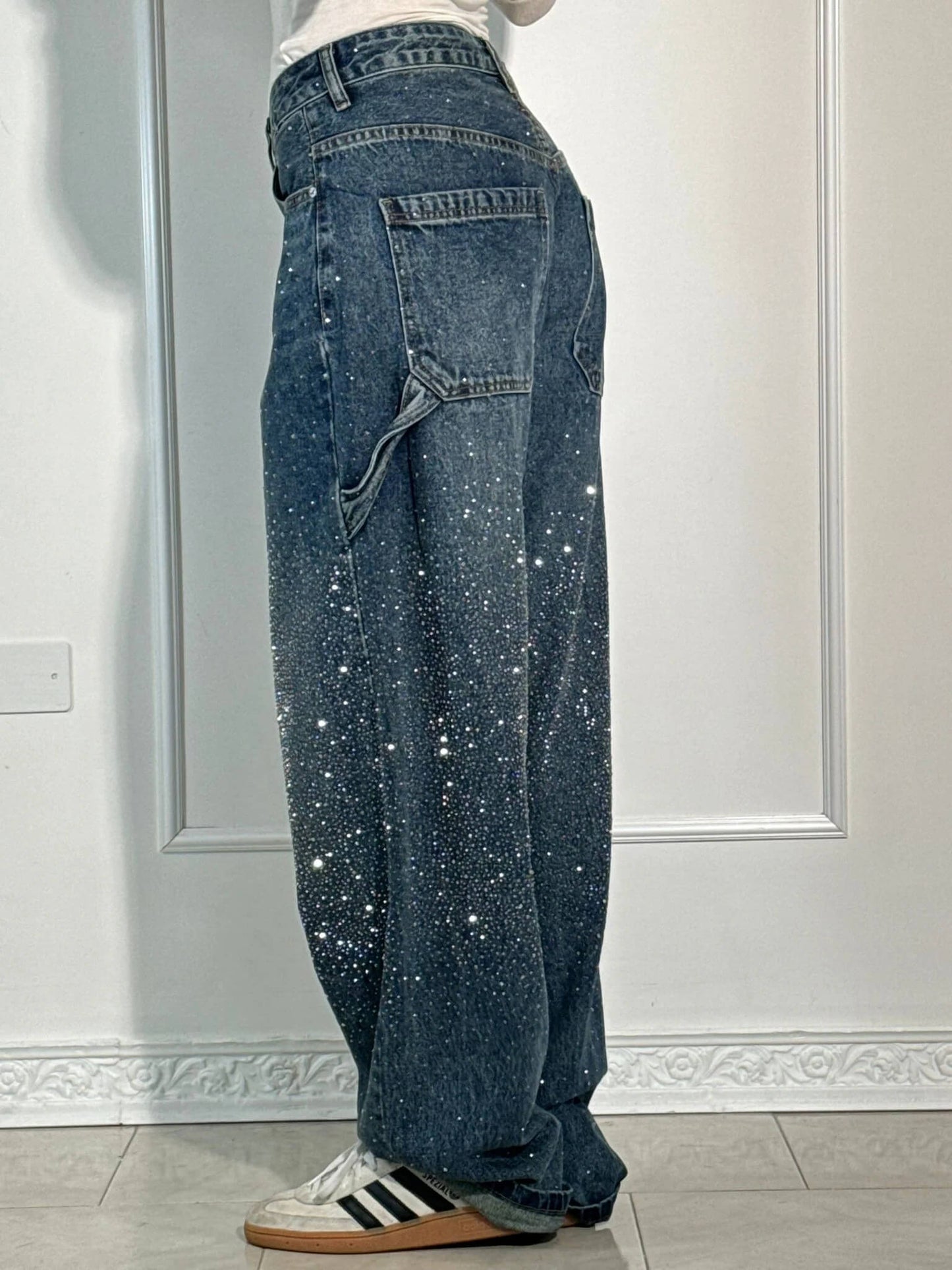 Weite Ballon-Jeans mit Strass-Details | Ideal für Frühling & Herbst