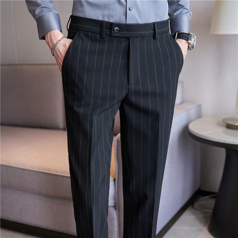 Herren Gestreifte Stretch-Anzughose – Ideal für den Herbst
