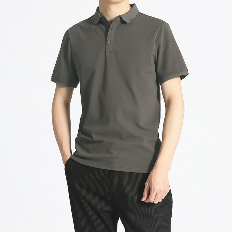 Herren Einfarbiges Kurzarm-Lapel-T-Shirt – Ideal für den Sommer