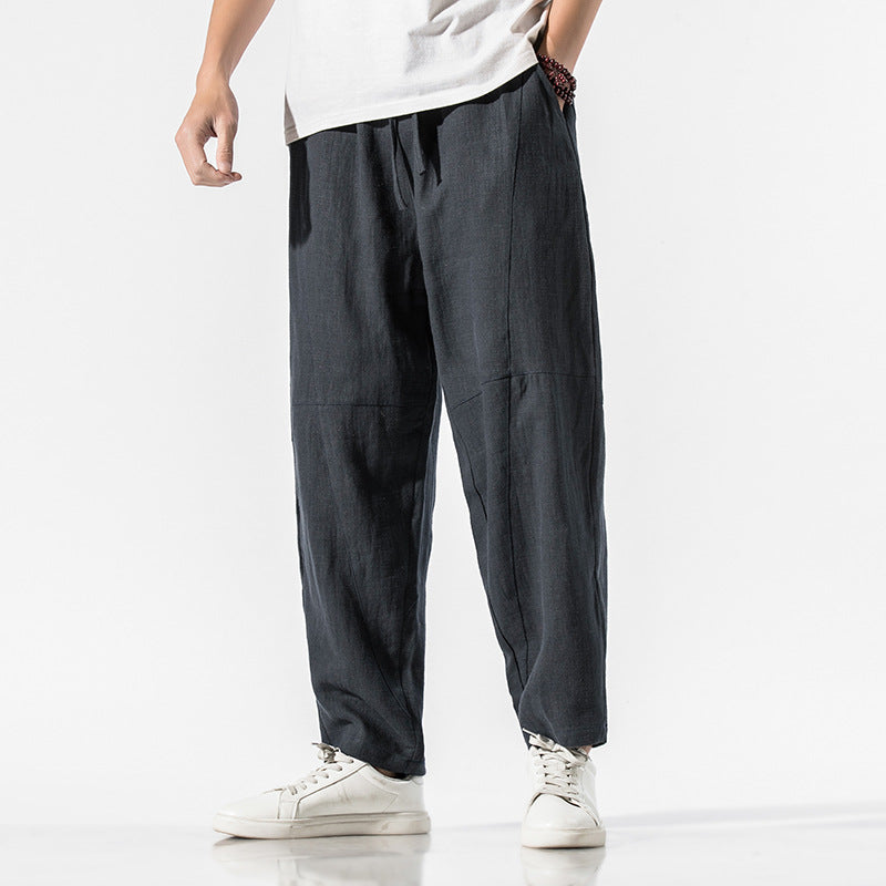 Herren Dünne Leinen Knöchellange Weitbein-Hose I Ideal für den Sommer