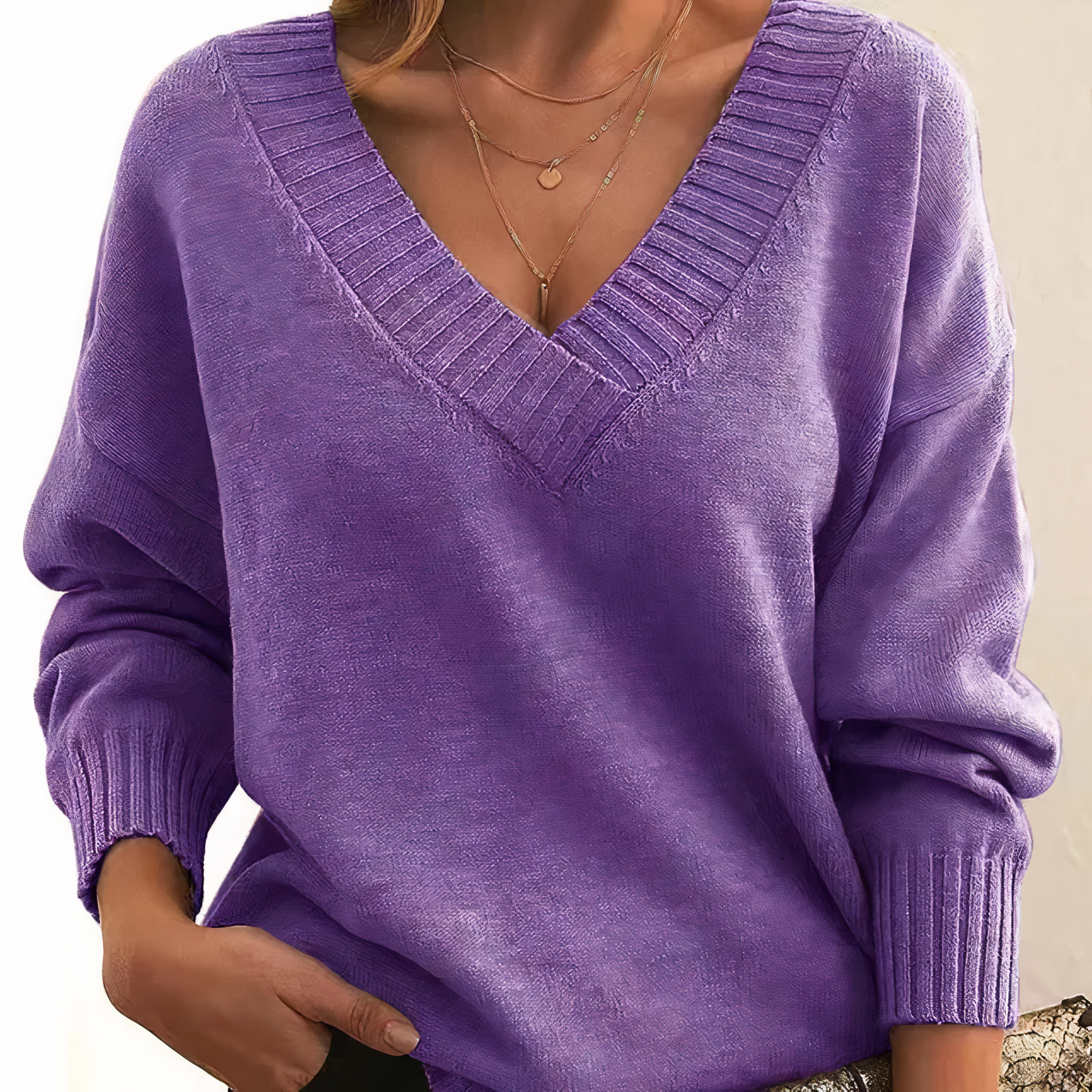 Weicher Strickpullover mit V-Ausschnitt | Ideal für den Herbst