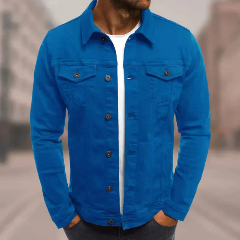 Denim Jeansjacke mit klassischem Kragen, Knopfleiste & Taschen | Ideal für Frühling & Herbst