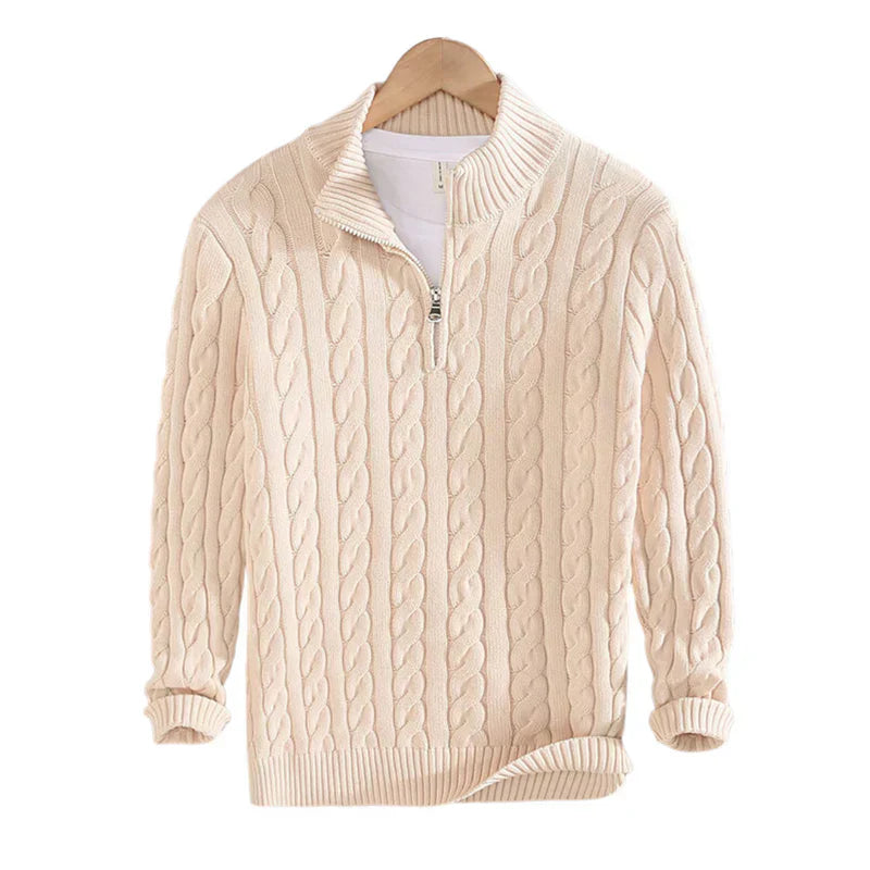 Halbreißverschluss Pullover aus weichem Strick, langärmlig, mit Rippenbündchen, für kalte Tage - Ideal für Herbst/Winter