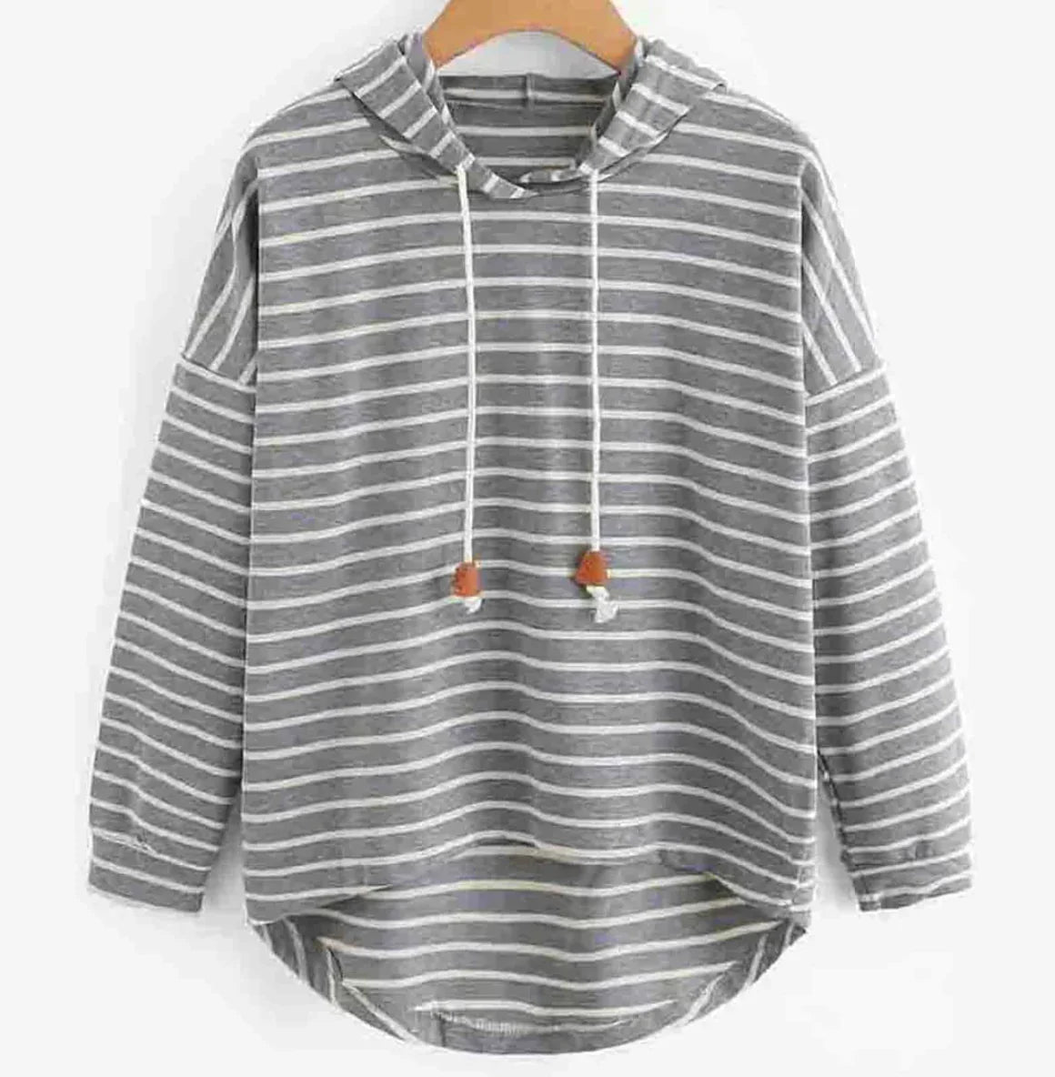 Gestreifter Damen-Kapuzenpullover mit Kängurutasche und verstellbarer Kapuze | Ideal für Herbst und Winter