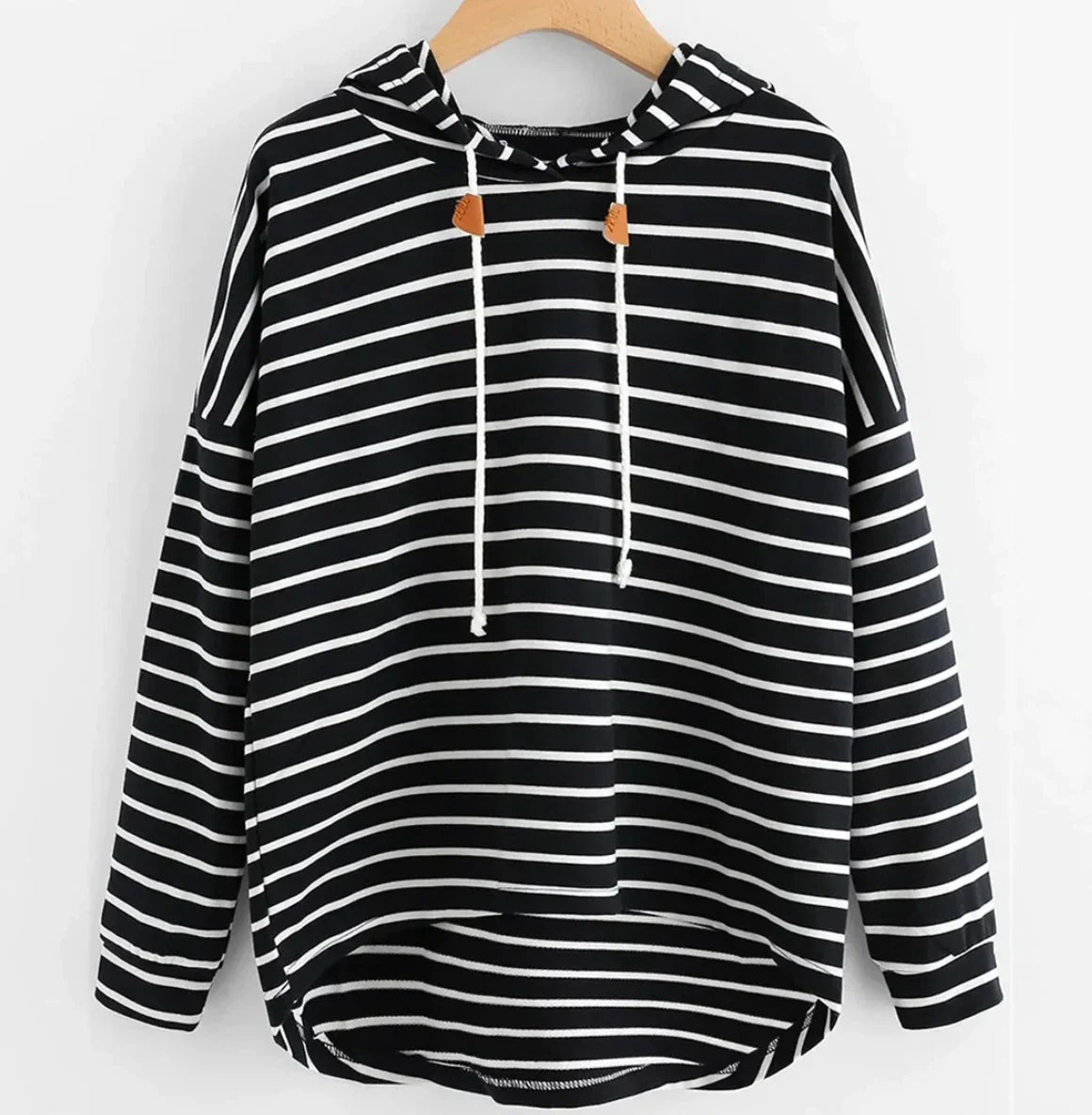 Gestreifter Damen-Kapuzenpullover mit Kängurutasche und verstellbarer Kapuze | Ideal für Herbst und Winter