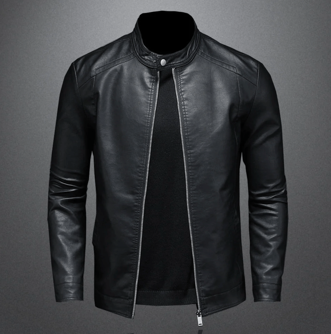 Herren-Bikerjacke aus Echtleder mit klassischem Slim Fit | Ideal für Herbst und Frühjahr