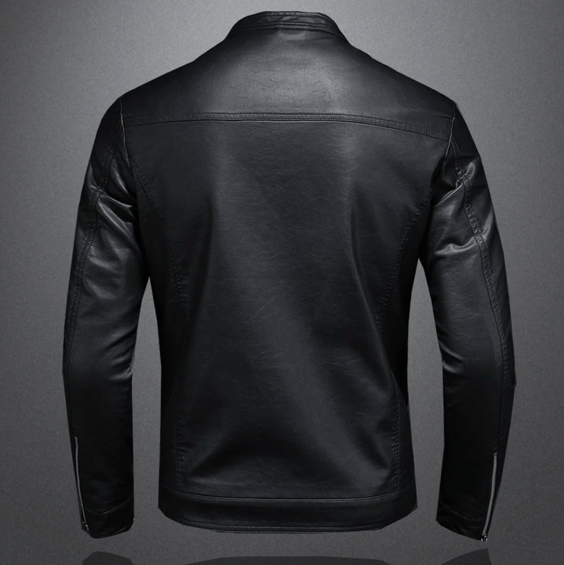 Herren-Bikerjacke aus Echtleder mit klassischem Slim Fit | Ideal für Herbst und Frühjahr