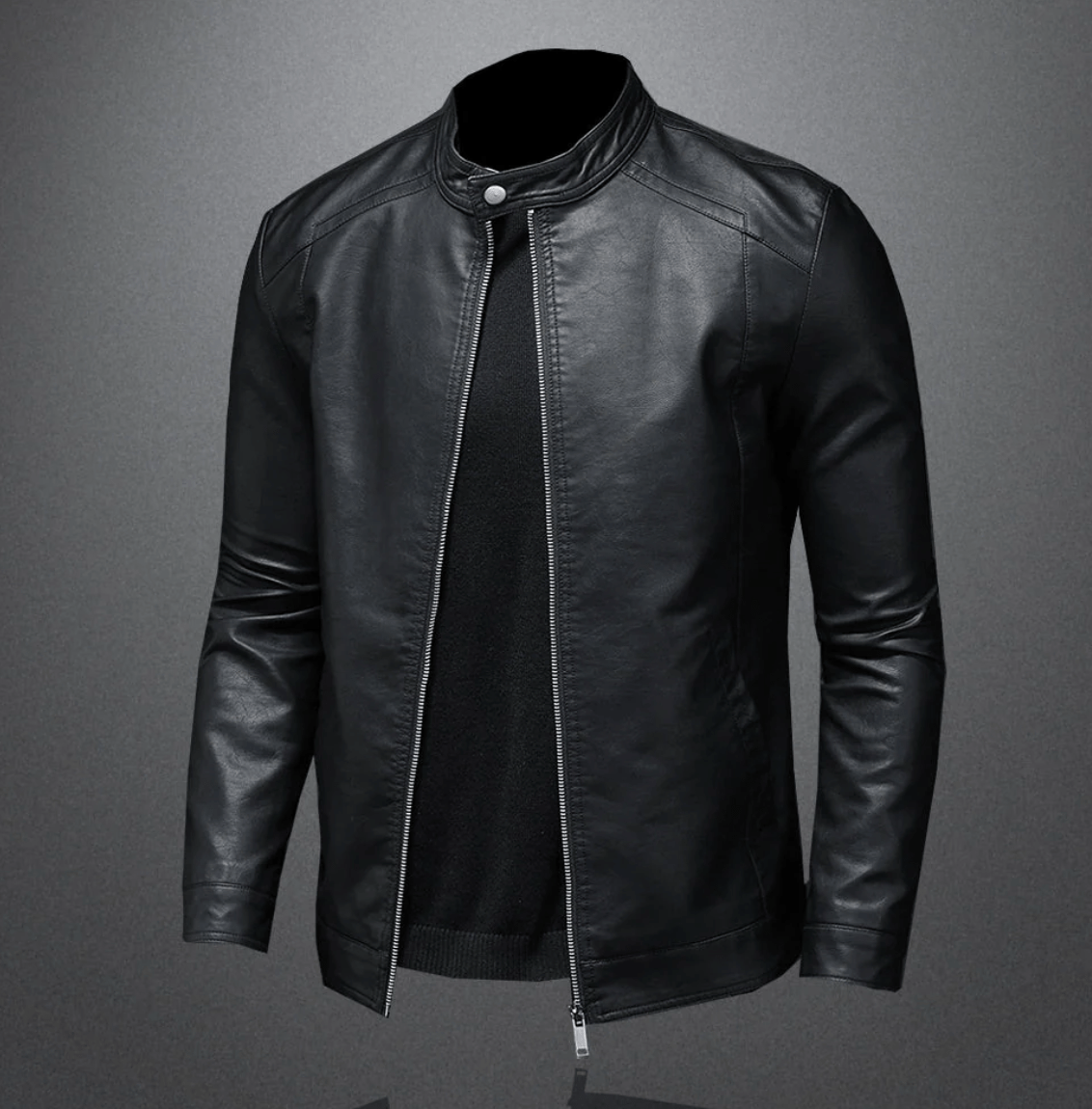 Herren-Bikerjacke aus Echtleder mit klassischem Slim Fit | Ideal für Herbst und Frühjahr