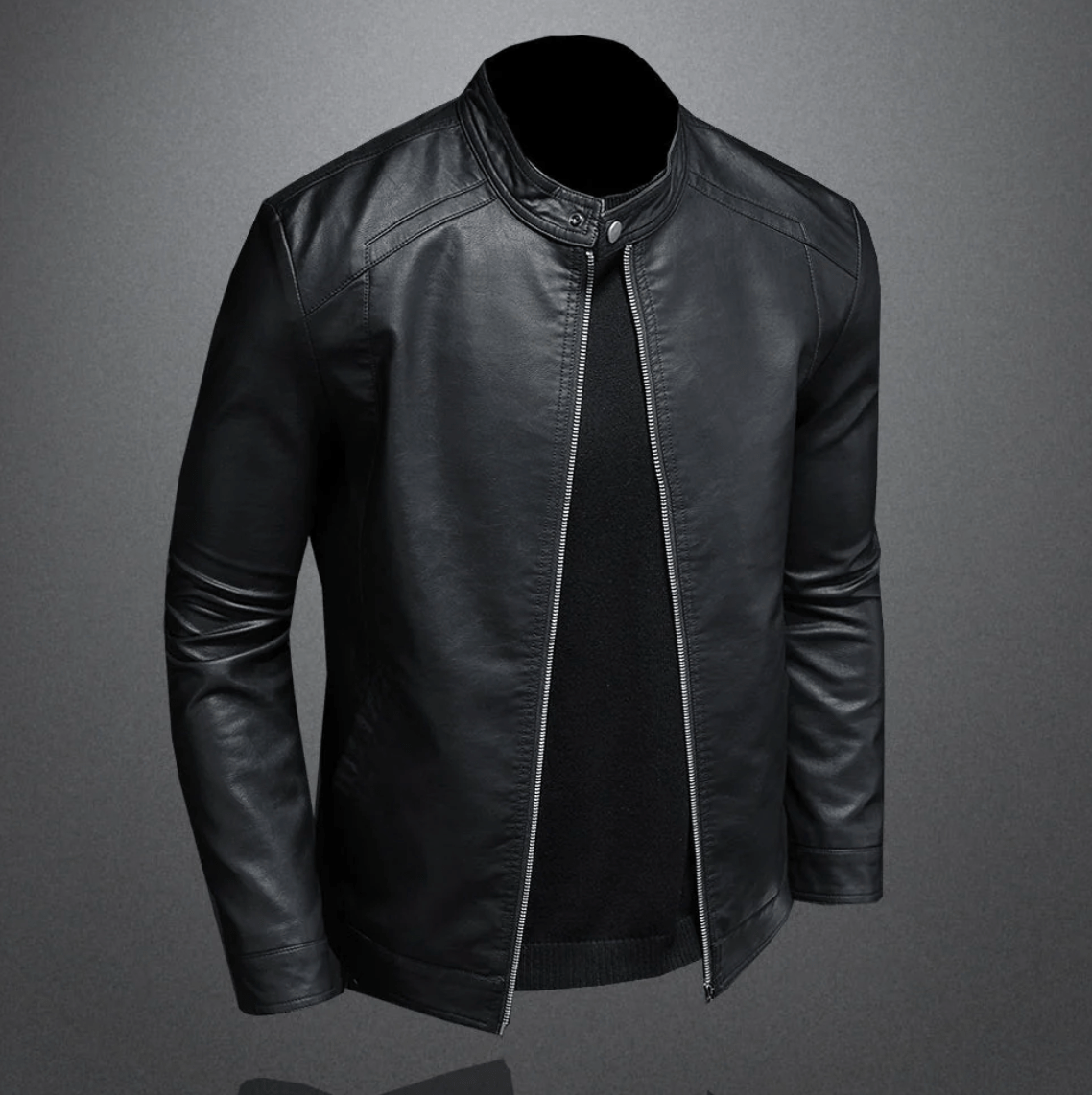 Herren-Bikerjacke aus Echtleder mit klassischem Slim Fit | Ideal für Herbst und Frühjahr