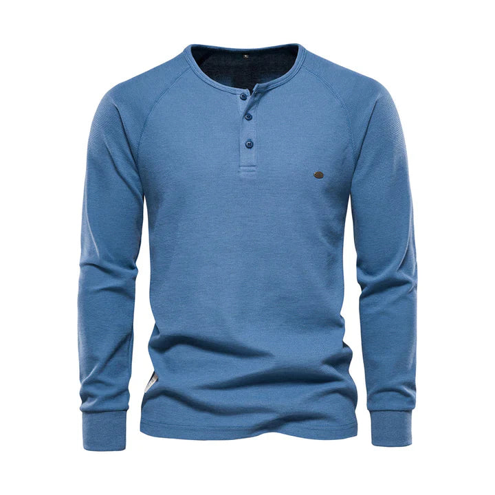 Atmungsaktives Langarm-Poloshirt mit weichem Materialmix – Ideal für Sommer