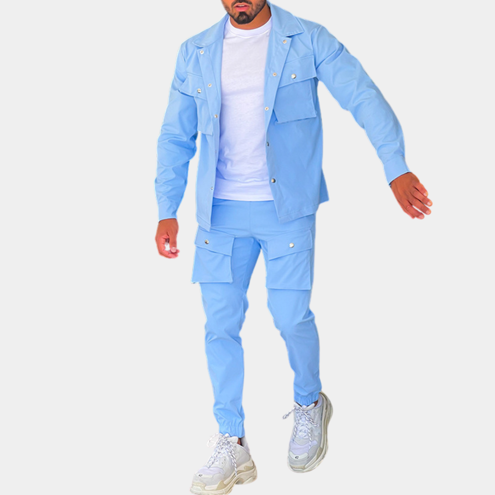 Zweiteiliges Herren-Cargo-Set mit Kapuzenpullover – Ideal für den Herbst