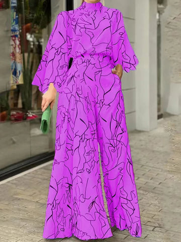 Lässiger Bedruckter Langarm-Jumpsuit - Ideal für Spring