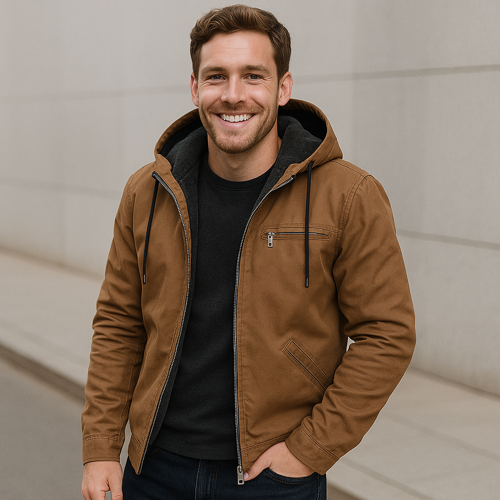 Herren-Funktionsjacke mit Kapuze und Warmfutter in lockerer Passform | Ideal für Herbst und Winter