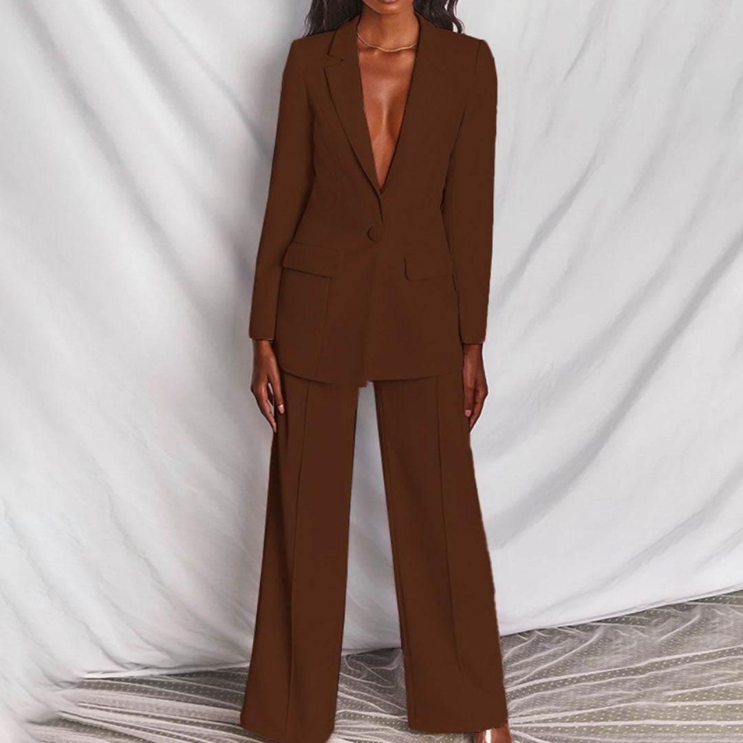 Zweiteiliges Damen Set mit Blazer und Hose aus Atmungsaktivem Stoff I Ideal für Frühling und Herbst