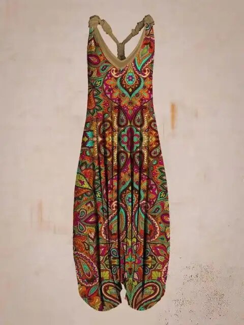 Boho Jumpsuit mit Verstellbaren Trägern – Ideal für den Sommer