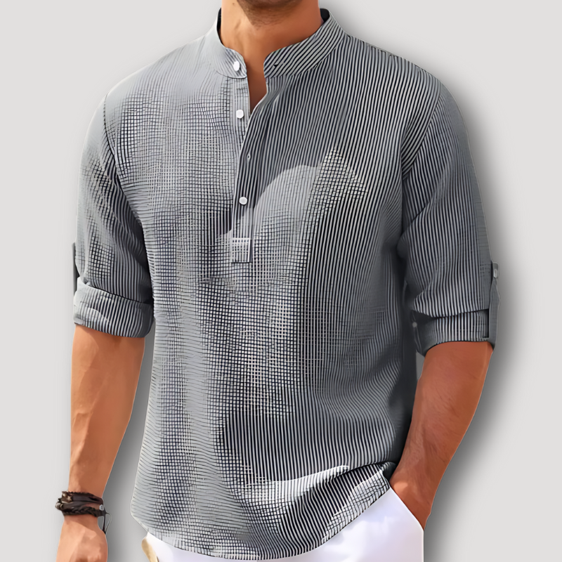 Halbarm-Shirt für Herren mit Streifenmuster und Viertelknopf - Ideal für Frühling/Sommer