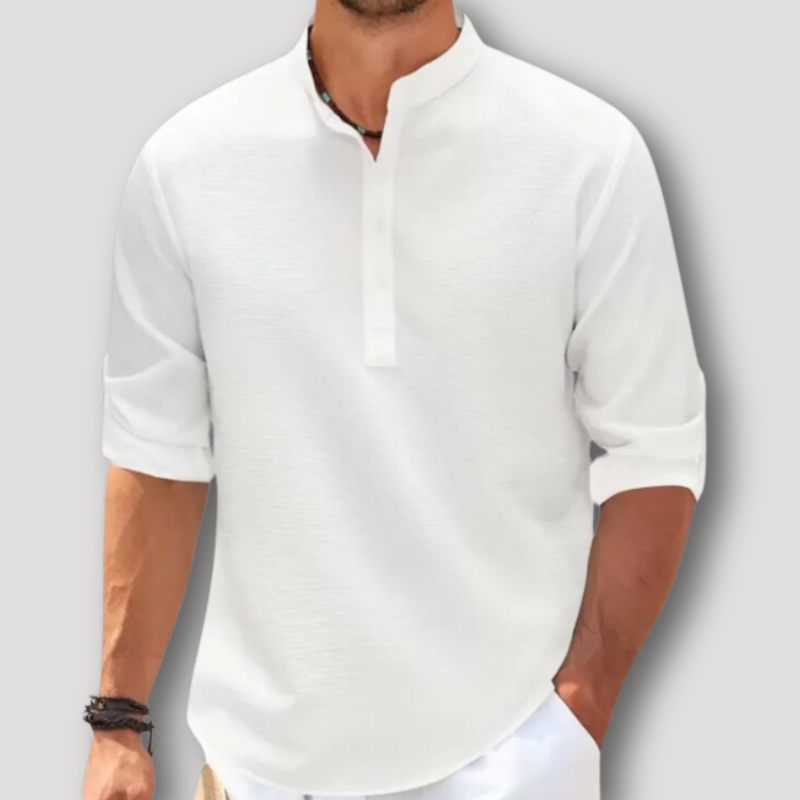 Halbarm-Shirt für Herren mit Streifenmuster und Viertelknopf - Ideal für Frühling/Sommer