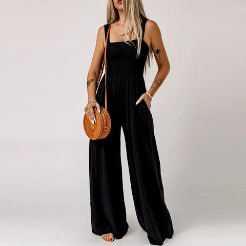 Ein-Schulter Sommer Jumpsuit – Ärmellos, Weit geschnitten, Leicht & Bedruckt – Ideal für warme Tage