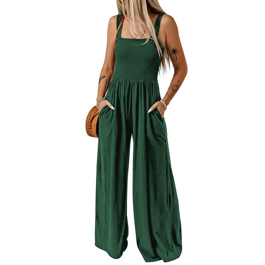Ein-Schulter Sommer Jumpsuit – Ärmellos, Weit geschnitten, Leicht & Bedruckt – Ideal für warme Tage