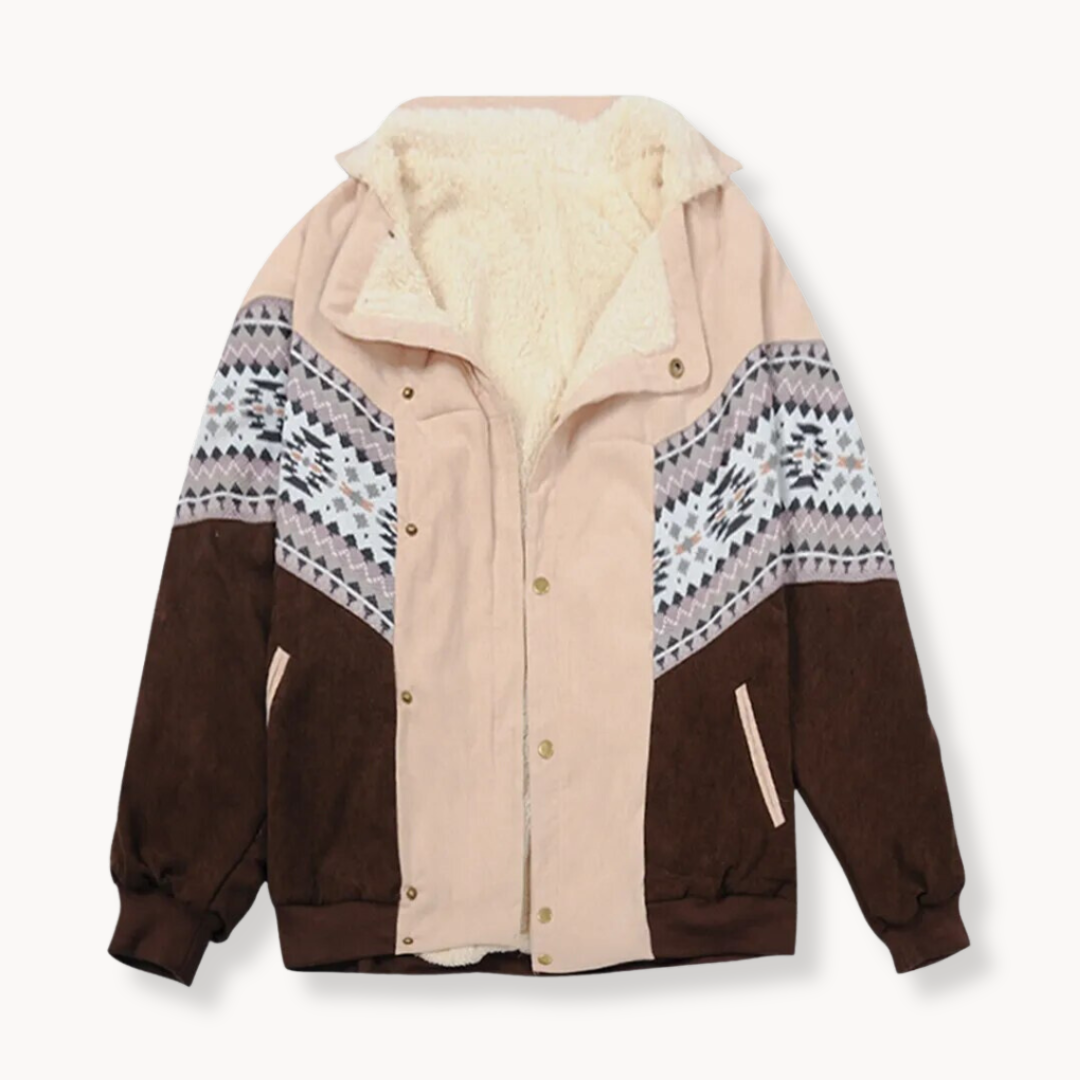 Aztekenmuster Jacke mit offenem Schnitt und langen Ärmeln | Ideal für Frühling, Herbst und Winter