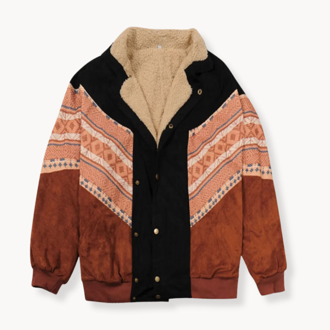 Aztekenmuster Jacke mit offenem Schnitt und langen Ärmeln | Ideal für Frühling, Herbst und Winter