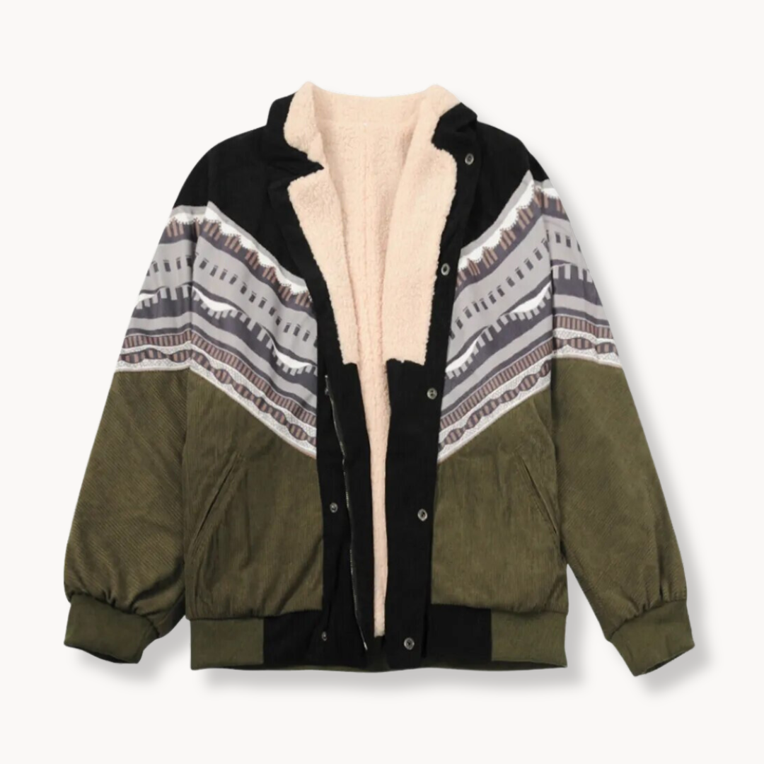 Aztekenmuster Jacke mit offenem Schnitt und langen Ärmeln | Ideal für Frühling, Herbst und Winter