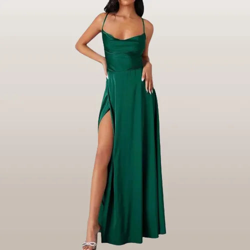 Ärmelloses Seiden-Maxikleid mit fließendem Design | Ideal für Frühling und Sommer