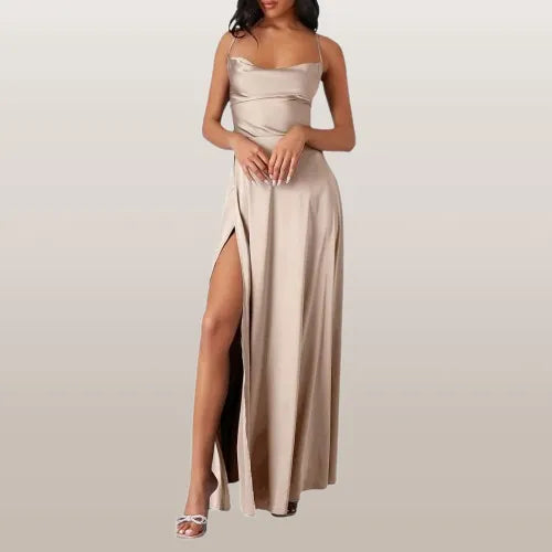 Ärmelloses Seiden-Maxikleid mit fließendem Design | Ideal für Frühling und Sommer
