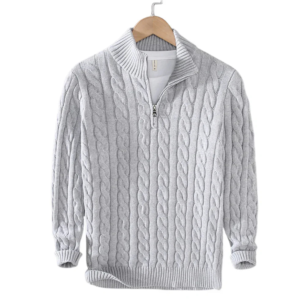 Halbreißverschluss Pullover aus weichem Strick, langärmlig, mit Rippenbündchen, für kalte Tage - Ideal für Herbst/Winter