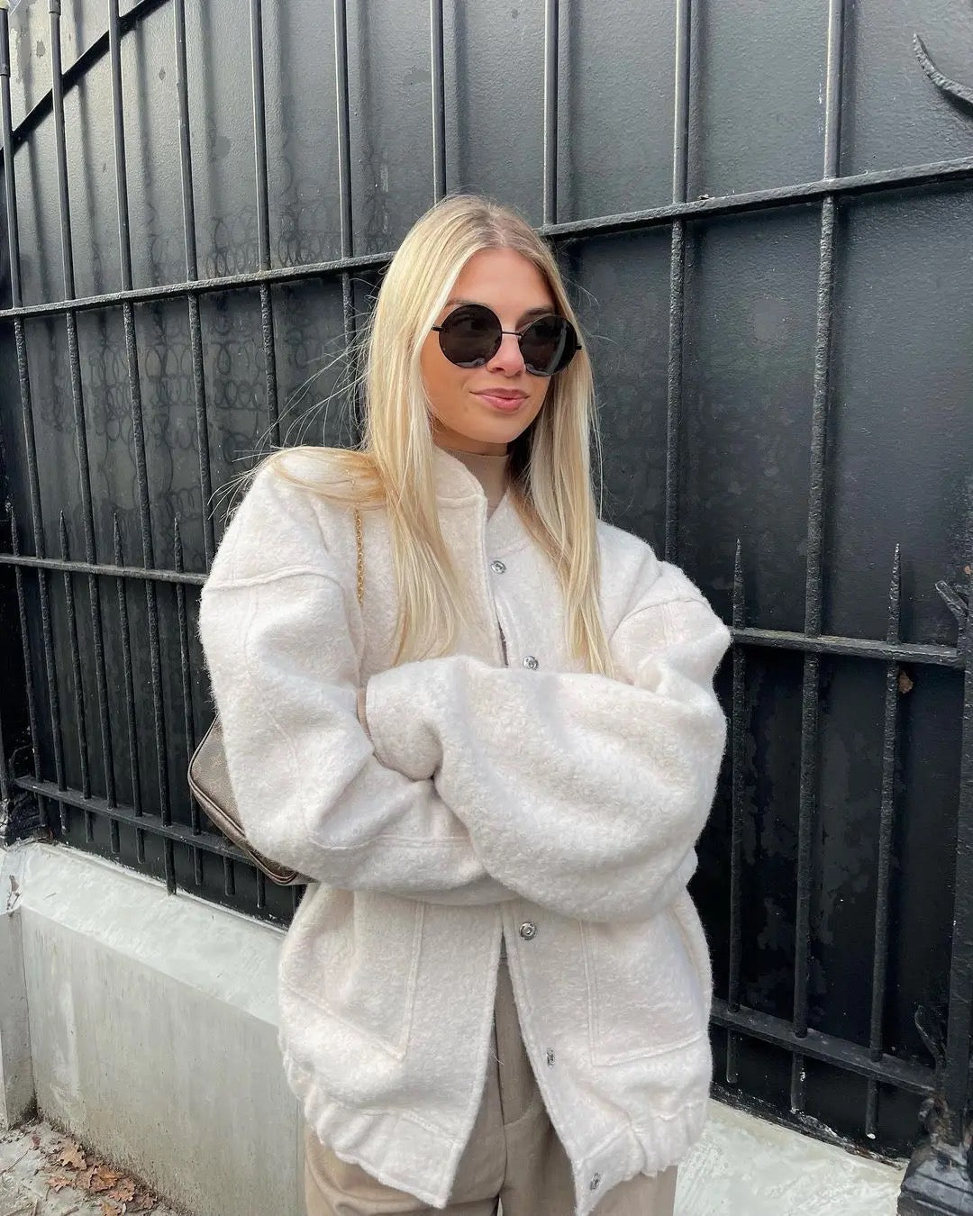 Damen-Tweedjacke mit klassischem Design – Ideal für den Winter