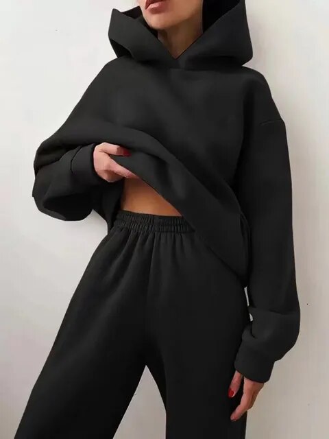 Warmer Hoodie- & Jogginghosen-Set für Damen | Ideal für den Winter