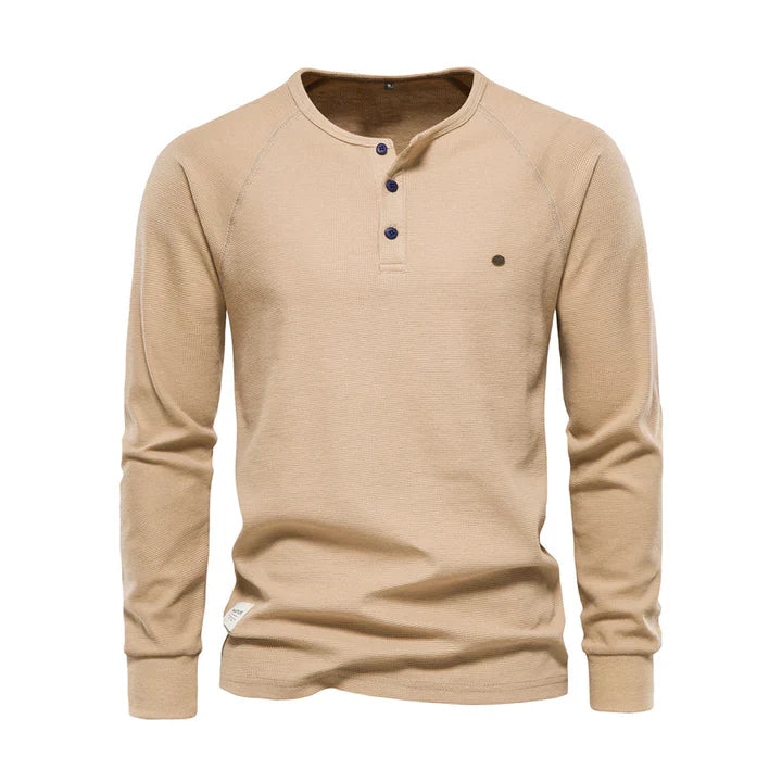 Atmungsaktives Langarm-Poloshirt mit weichem Materialmix – Ideal für Sommer