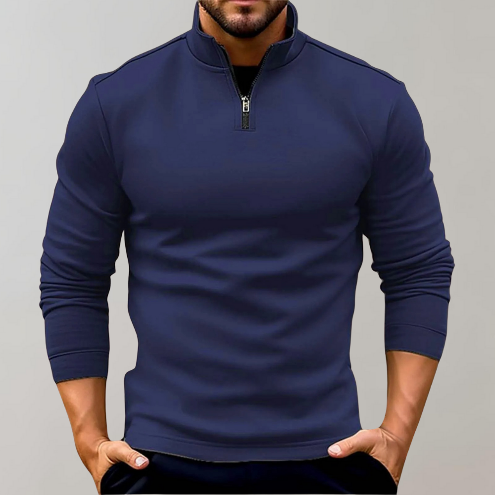 Herren-Pullover mit Reißverschluss und niedrigem Kragen | Ideal für den Winter