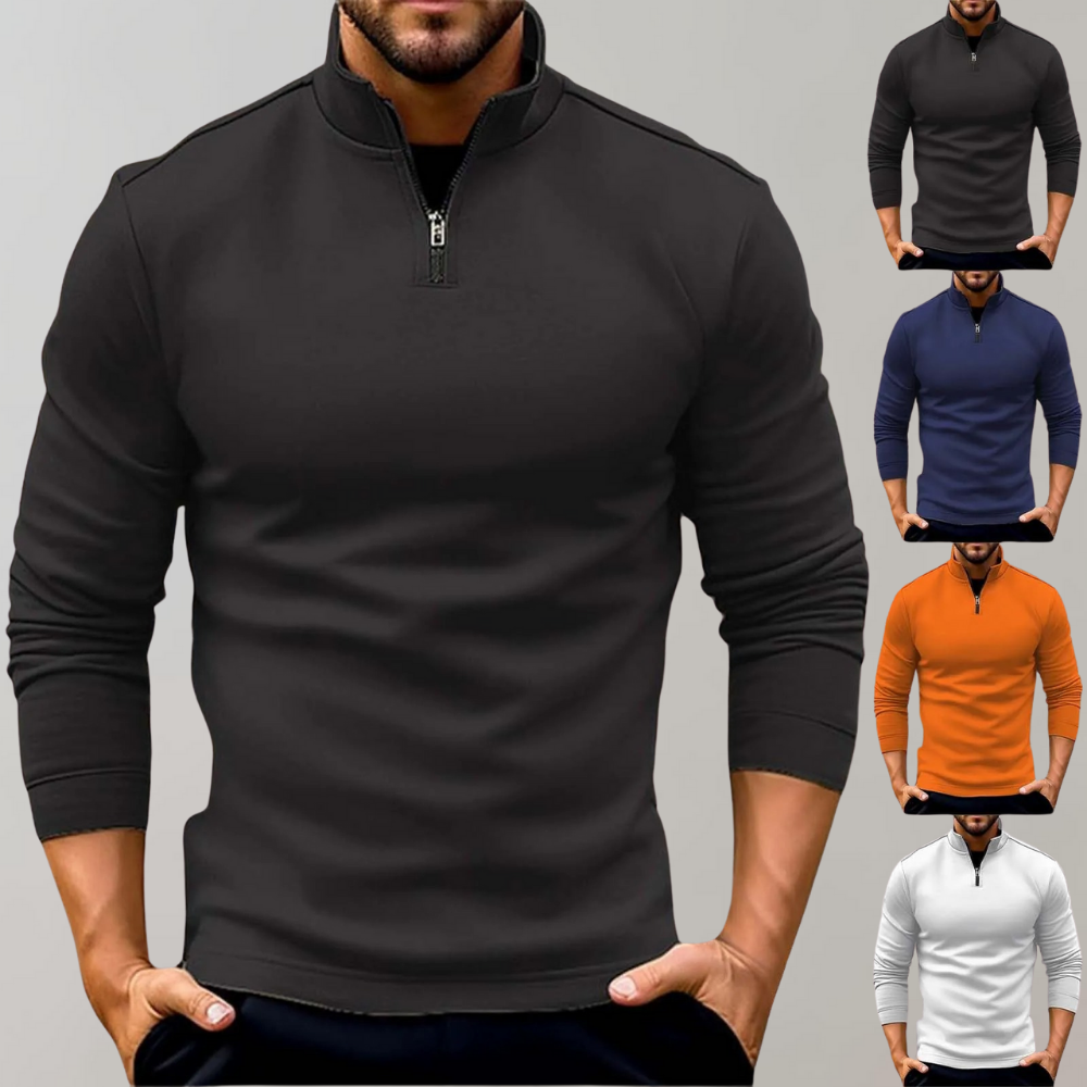 Herren-Pullover mit Reißverschluss und niedrigem Kragen | Ideal für den Winter